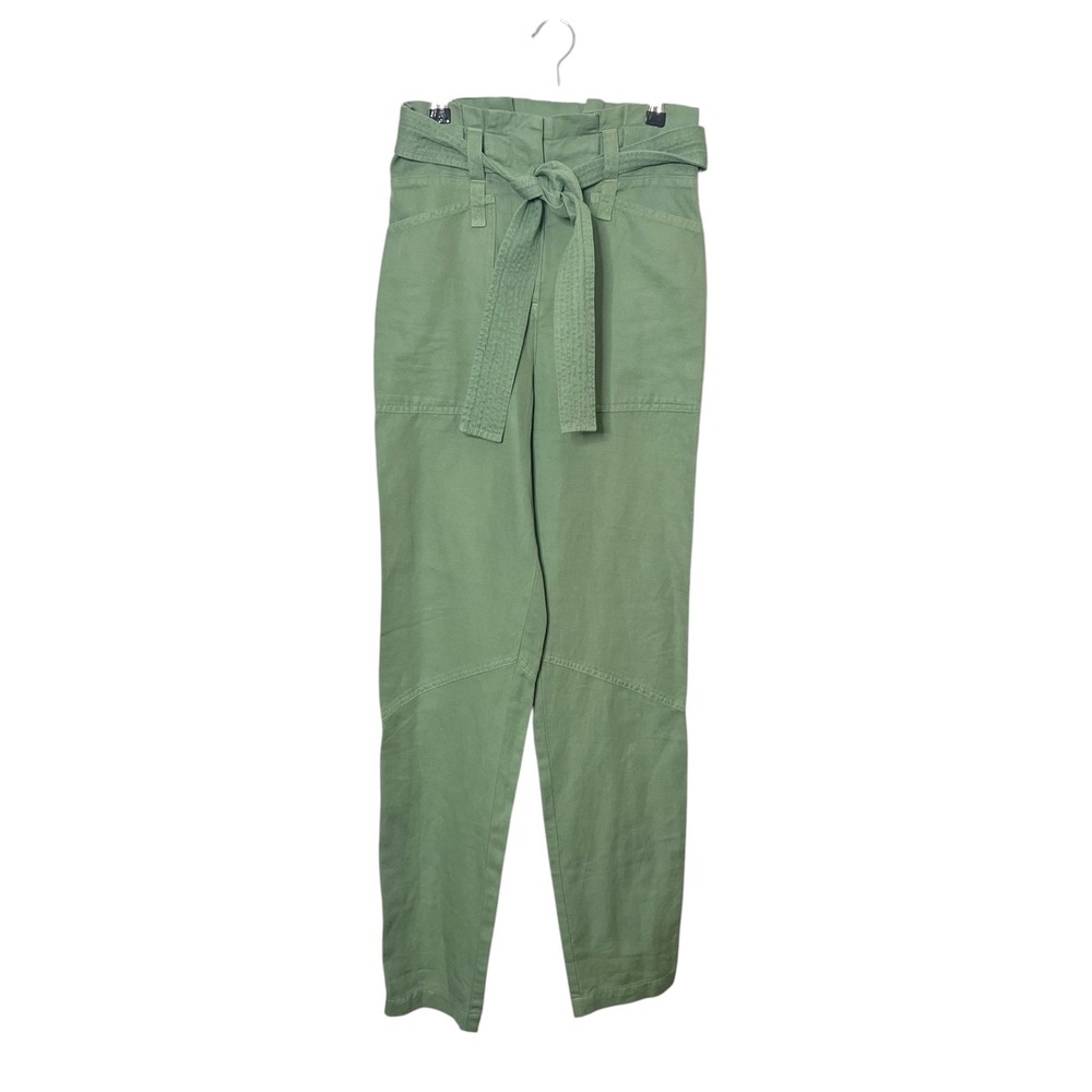 A.L.C. Cobin Pant Green Paperbag Waist Linen Blend Minimalist Chic 00 - Picture 2 of 12